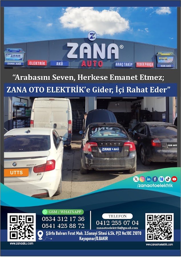 Zana Oto Elektrik Utts Akü Klima Araç Takip Sistemleri Yedek Parça & Onarım Servisi Diyarbakır