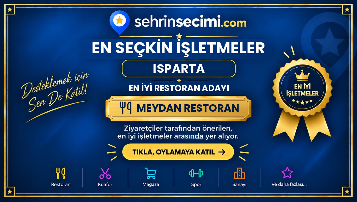2026 Şehrin Seçimi Isparta En İyi Restoran Adayı sertifikası: Meydan Restoran
